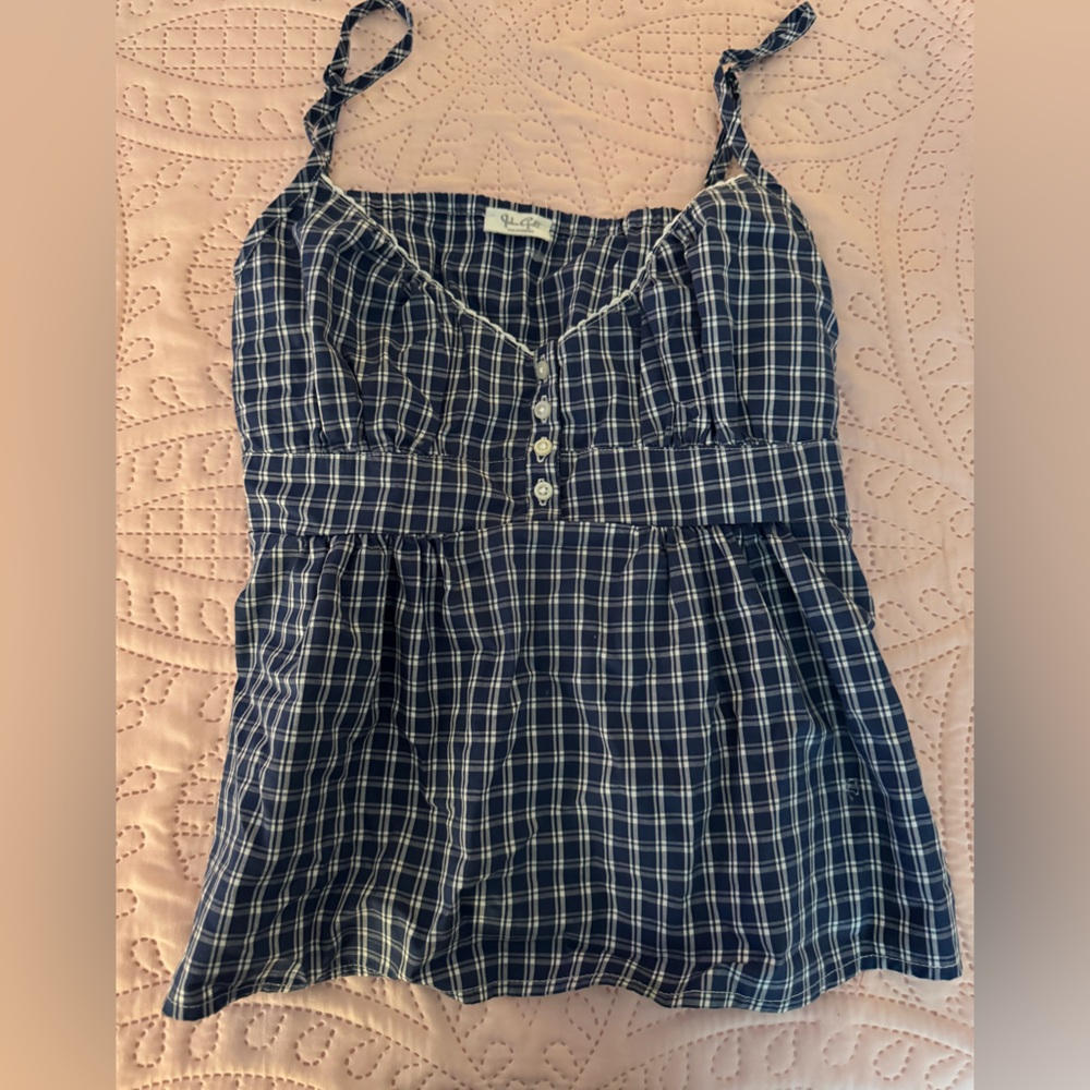 PacSun Blue Checkered Sleeveless Top